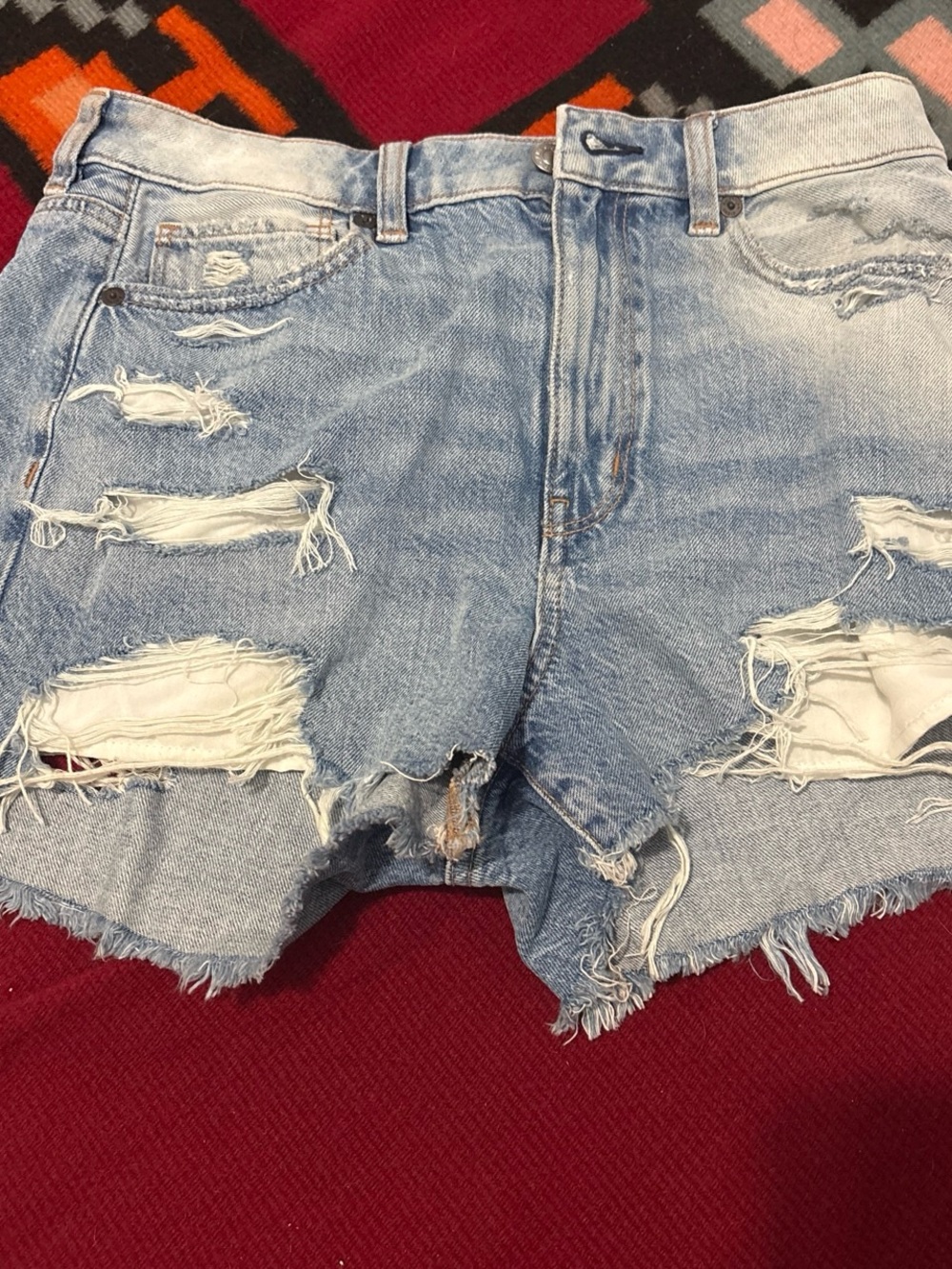 American Eagle Outfitters Light Blue Distressed Denim Cutoff Shorts